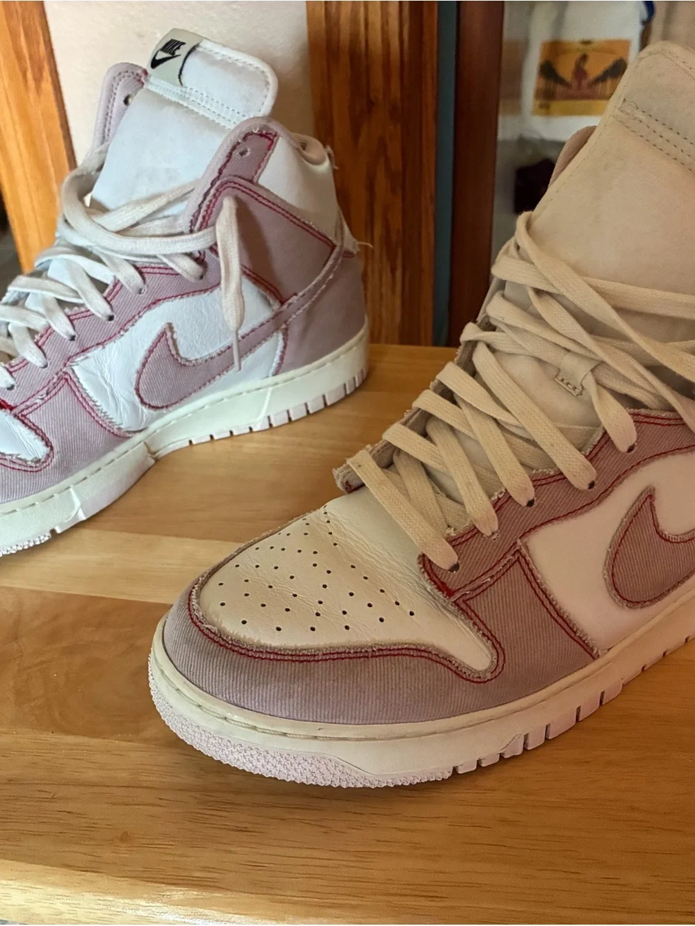 Nike High-Top Sneakers in White and Dusty Pink